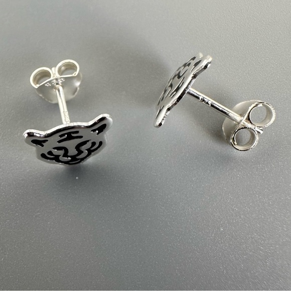 Sterling Silver Tiger Stud Earrings - Picture 8 of 11